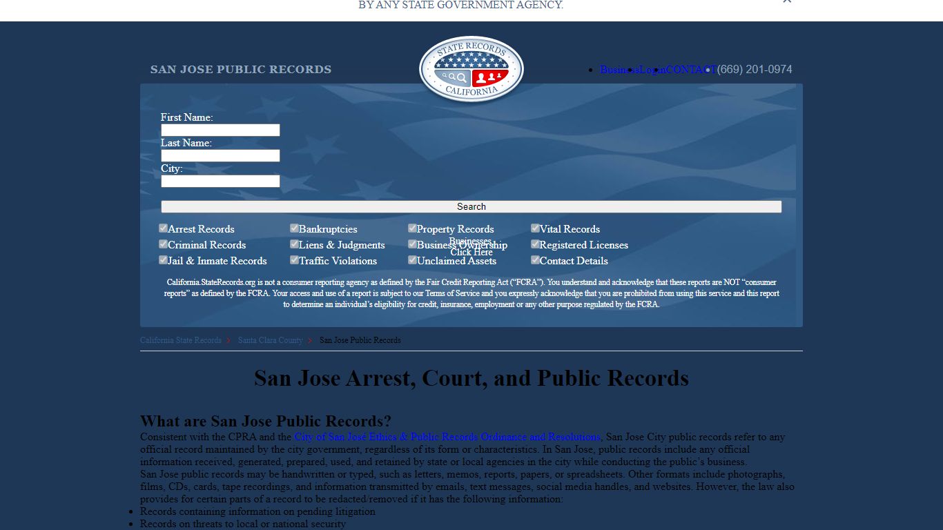 San Jose Arrest and Public Records | California.StateRecords.org